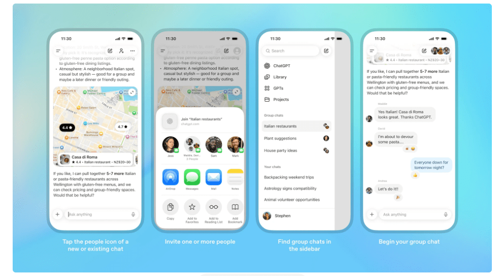 ChatGPT เปิดตัวกลุ่มแชทแบบ Pilot ในญี่ปุ่น, นิวซีแลนด์, เกาหลีใต้ และไต้หวัน