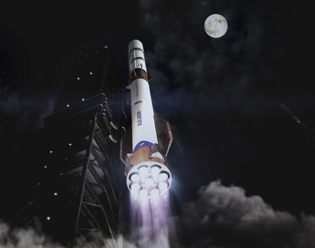 Blue Origin เปิดเผยแบบแปรผัน Super Heavy ของจรวด New Glenn ที่สูงกว่าจรวด Saturn V